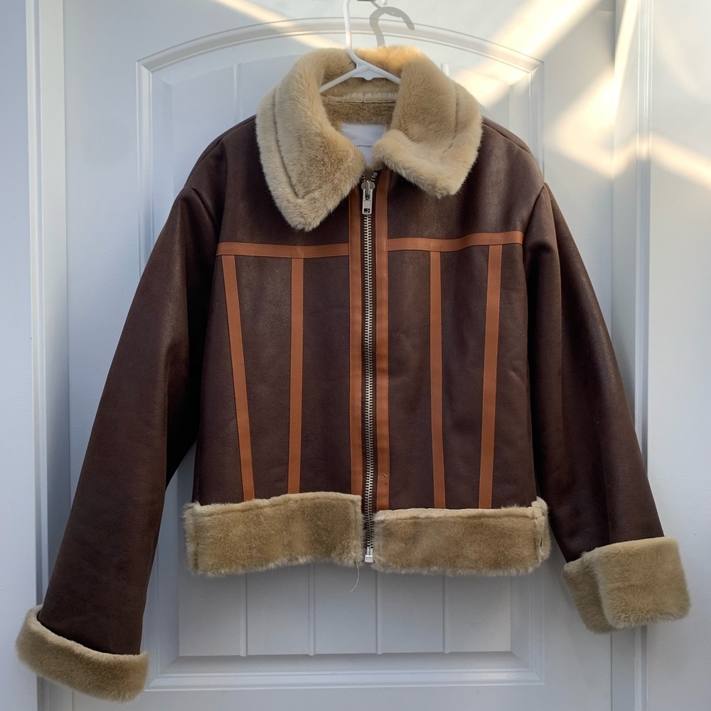 LARTIGENT Brown Suede Coat ONE SIZE